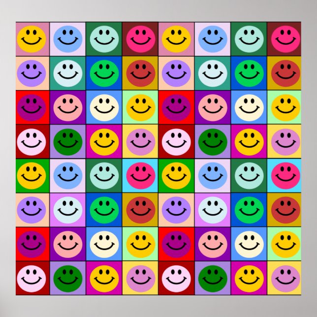 Rainbow face squares poster (Front)