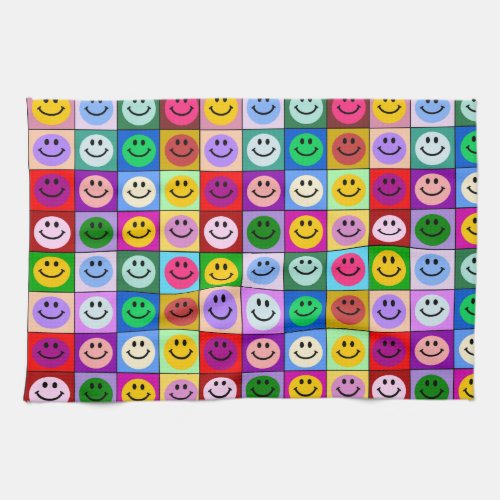 Rainbow face squares towel