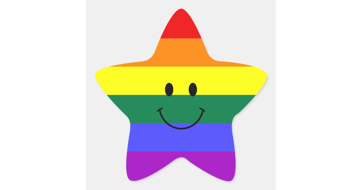 Rainbow Face Star Sticker Zazzle