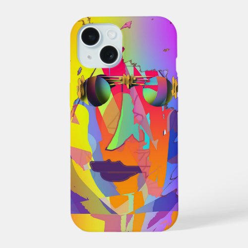 Rainbow Face Wearing Rainbow Glasses iPhone 15 Case