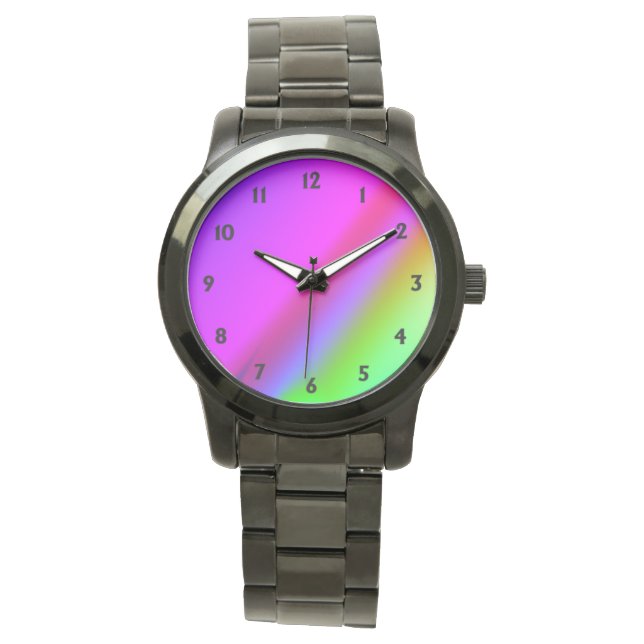 Rainbow Face with Black Numbers Watch (Front)