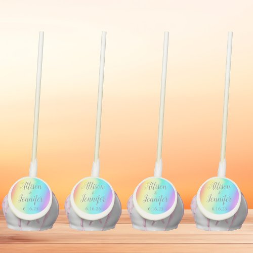 Rainbow Fade Pretty Personalized Wedding Cake Pops