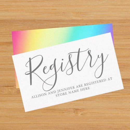 Rainbow Fade Simple Chic Wedding Registry Enclosure Card