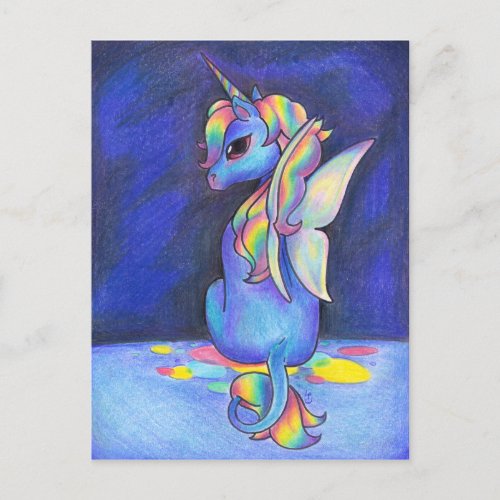 Rainbow Faerie Unicorn Postcard