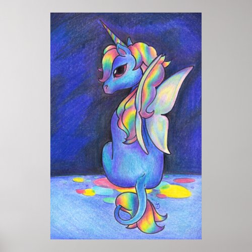 Rainbow Faerie Unicorn Poster