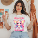 Rainbow fairy butterfly Mom of birthday girl T-Shirt<br><div class="desc">Colorful kawaii fairy pink butterfly birthday</div>