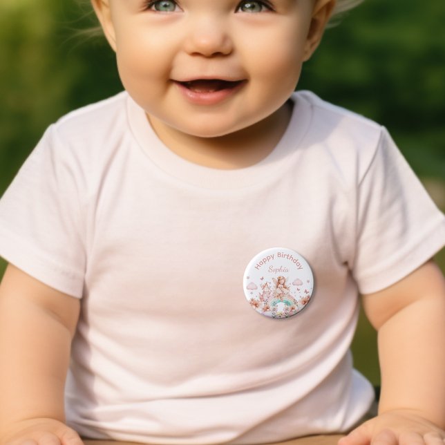 Rainbow Fairy Girl Magic Teapot Birthday Button (Creator Uploaded)