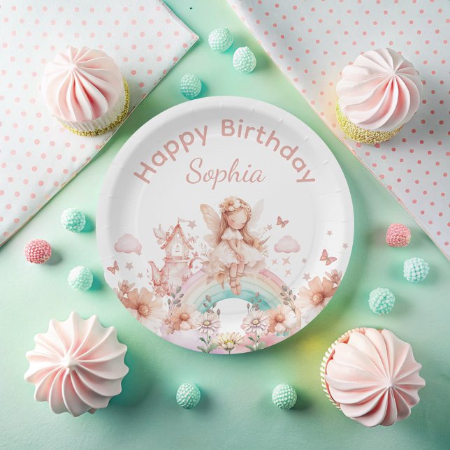 Rainbow Fairy Girl Magic Teapot Birthday Paper Plates (Creator Uploaded)