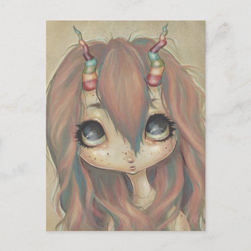 Rainbow fairy girl postcard big eyes