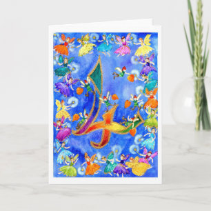 Rainbow Fairy Happy Fourth Birthday Card