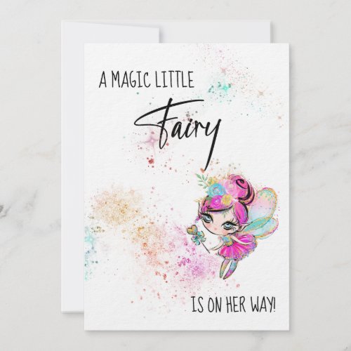  Rainbow Fairy Magic Baby  Shower Invitation