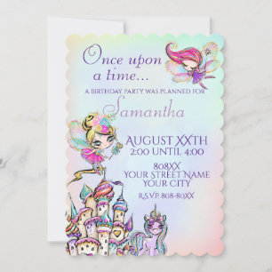 Rainbow Fairy Princess and Unicorn Invitation