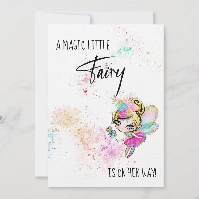 *~* Rainbow Fairy Sweet Baby  Shower Invitation (Front)