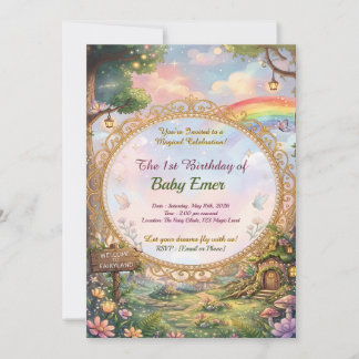 Rainbow Fairyland Birthday's Girl Invitation
