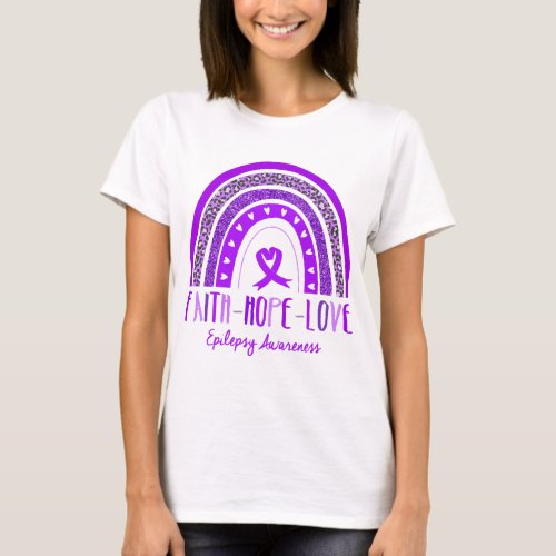 Rainbow Faith Hope Love Epilepsy Awareness T_Shirt