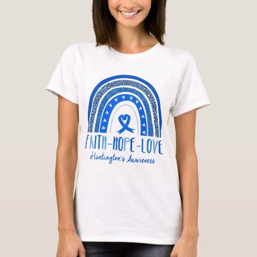 Rainbow Faith Hope Love Huntingtons Disease  T_Shirt