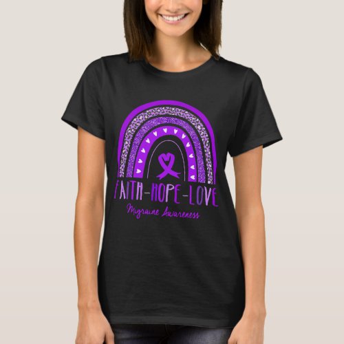 Rainbow Faith Hope Love Migraine Awareness T_Shirt