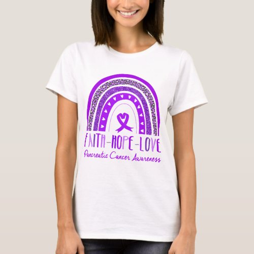 Rainbow Faith Hope Love Pancreatic Cancer Awarenes T_Shirt