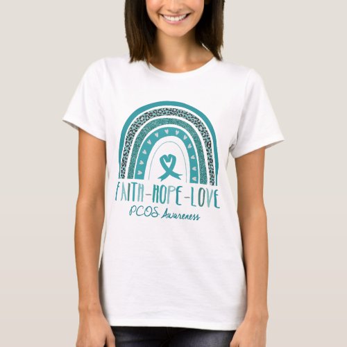 Rainbow Faith Hope Love PCOS Awareness T_Shirt