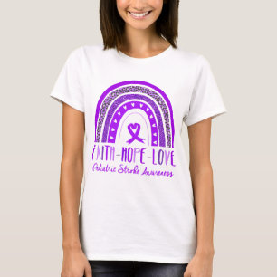 Rainbow Faith Hope Love Pediatric Stroke Awareness T-Shirt