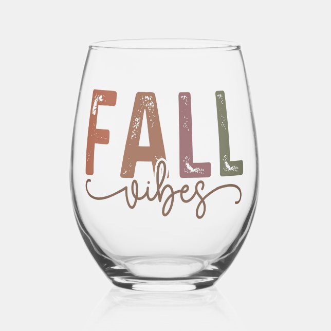Rainbow Fall Vibes Stemless Wine Glass (Front)