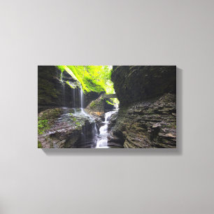 Rainbow Falls & cascade, Watkins Glen, New York Canvas Print