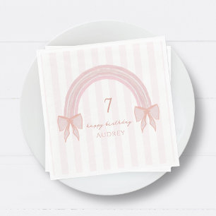Rainbow Fancy Pink Bows Coquette Birthday Napkins