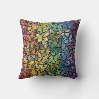 rainbow fantasy butterflies throw pillow