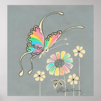 Rainbow Fantasy Butterfly Poster by ArtsyKidsy at Zazzle