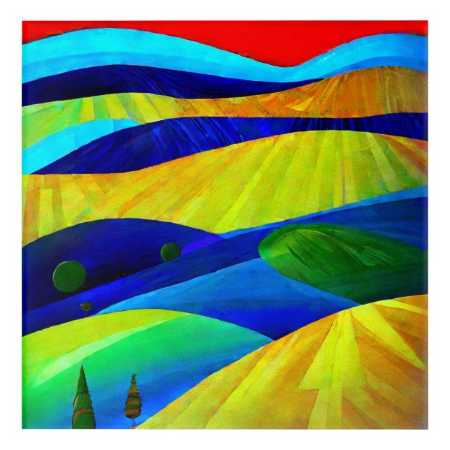 Rainbow Fantasy Hills Landscape Acrylic Print (Front)