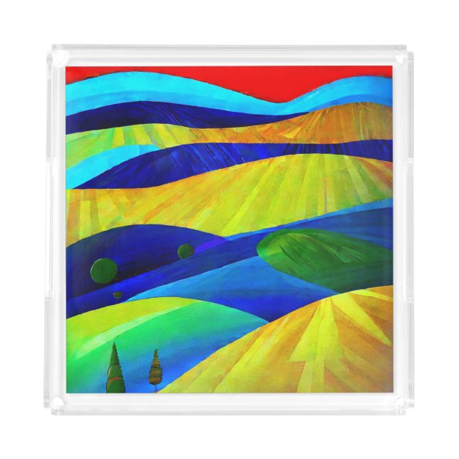 Rainbow Fantasy Hills Landscape Acrylic Tray (Front)