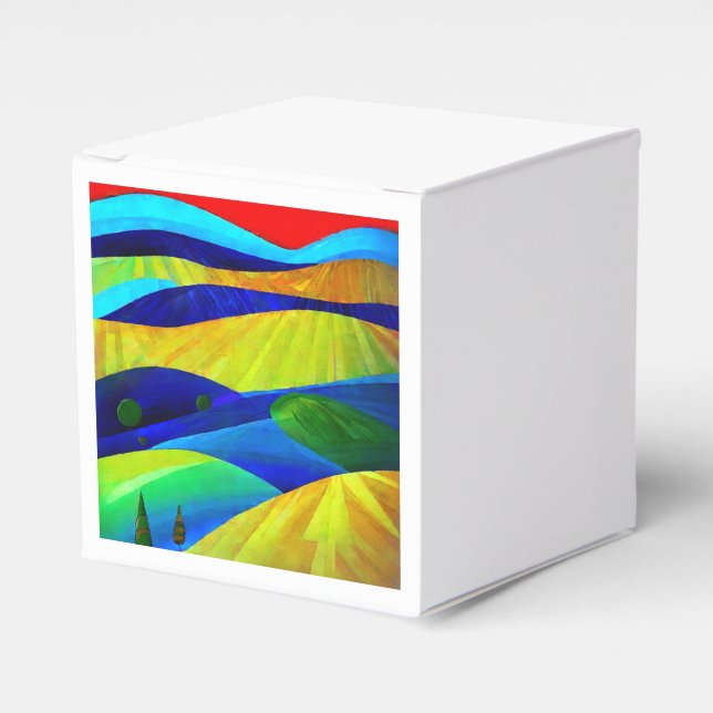 Rainbow Fantasy Hills Landscape Favor Boxes (Front Side)