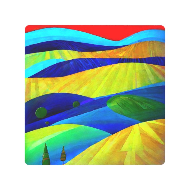 Rainbow Fantasy Hills Landscape Metal Print (Front)