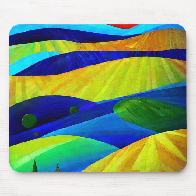 Rainbow Fantasy Hills Landscape Mouse Pad (Front)