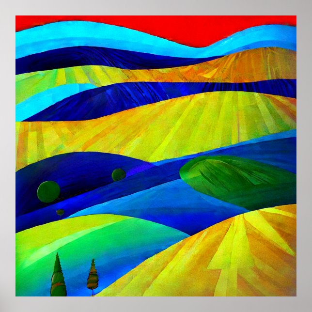 Rainbow Fantasy Hills Landscape Poster (Front)