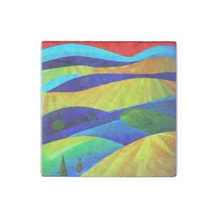 Rainbow Fantasy Hills Landscape Stone Magnet