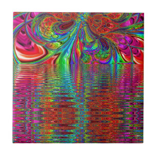 Rainbow Fantasy Mosaic Landscape Stained Glass Ceramic Tile
