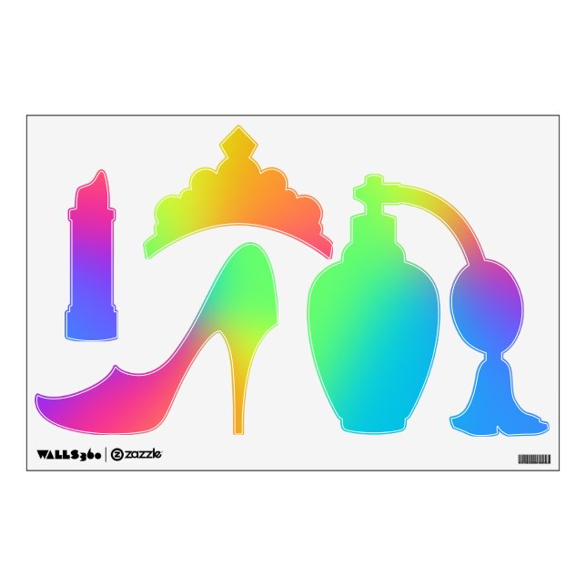 Rainbow Fashion Shapes Wall Decals (Front)