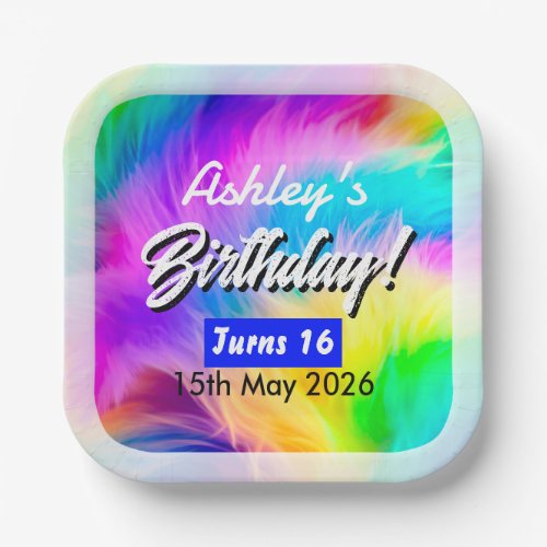 Rainbow Faux Fur Custom Wedding Paper Plate-23824 Plates