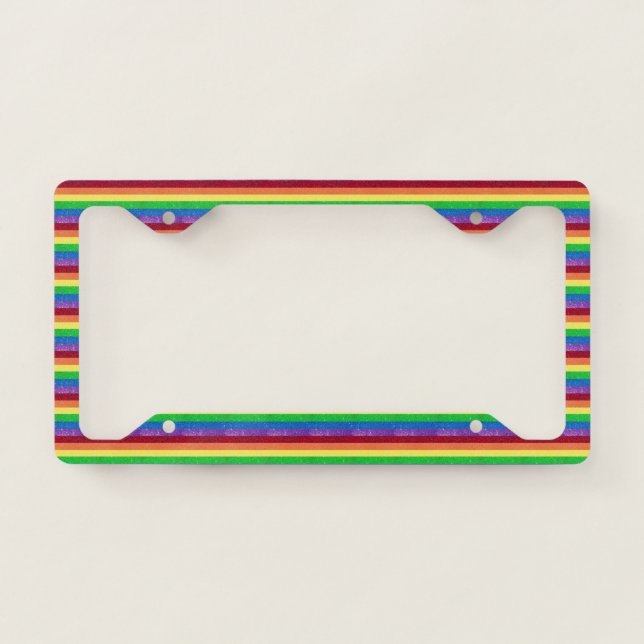 Rainbow Faux Glitter License Plate Frame (Front)
