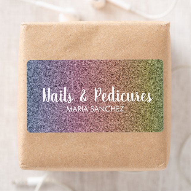 Rainbow Faux Glitter Pattern Nail Hair Business  Label (Insitu)