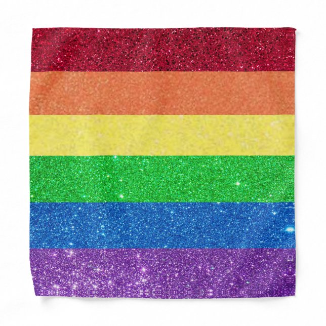 Rainbow Faux Glitter Pocket Square Bandana (Front)