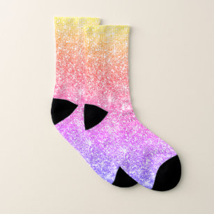 Rainbow Faux Glitter Socks