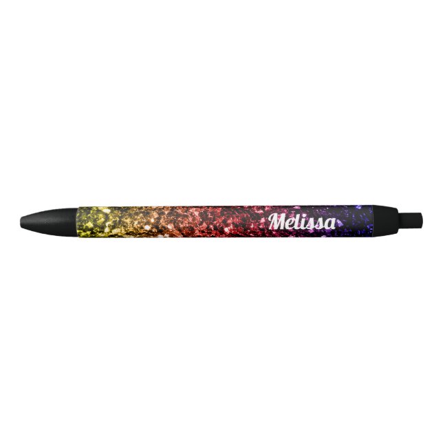 Rainbow faux glitter sparkles Personalize Pen (Front)