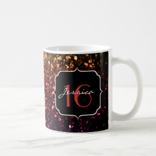 Rainbow faux glitter sparkles Sweet 16 Coffee Mug