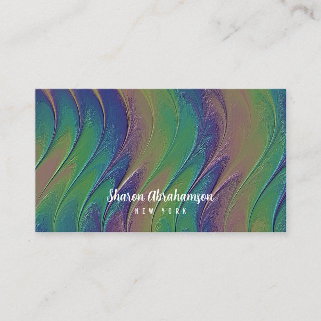 Rainbow Faux Iridescent Opal Background Business Card (Front)