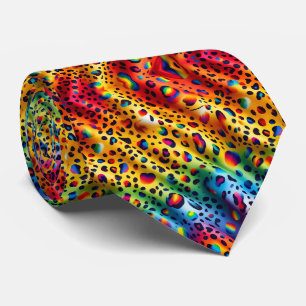 Rainbow Faux Silk Leopard Print Gentleman's Neck Tie