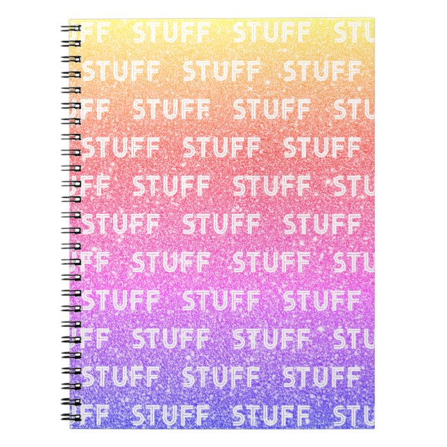 Rainbow Faux Sparkle Stuff 1980s Style Notebook (Front)
