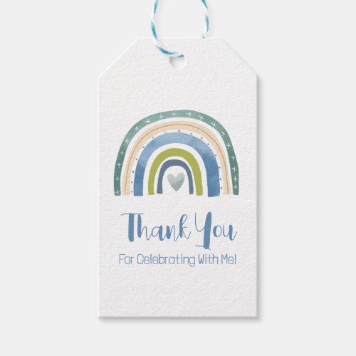Rainbow Favor Tag Thank You Blue Green Pastel