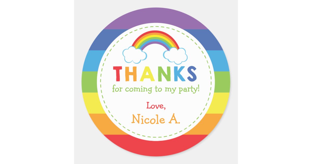 Rainbow Birthday Party Favor Stickers